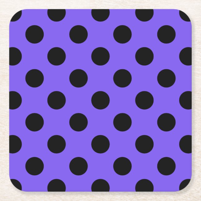 Schwarzpolka-Punkte auf Perwinkle Rechteckiger Pappuntersetzer (Vorderseite)