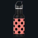 Schwarzpolka-Punkte auf Pfirsich Edelstahlflasche<br><div class="desc">Schwarzpolka-Punkte auf Pfirsich</div>