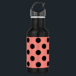 Schwarzpolka-Punkte auf Pfirsich Edelstahlflasche<br><div class="desc">Schwarzpolka-Punkte auf Pfirsich</div>