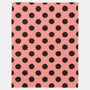 Schwarzpolka-Punkte auf Pfirsich Fleecedecke