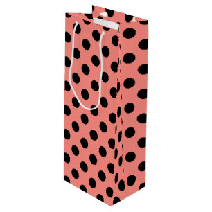 Schwarzpolka-Punkte auf Pfirsich Geschenktüte Für Weinflaschen