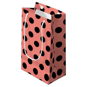 Schwarzpolka-Punkte auf Pfirsich Kleine Geschenktüte