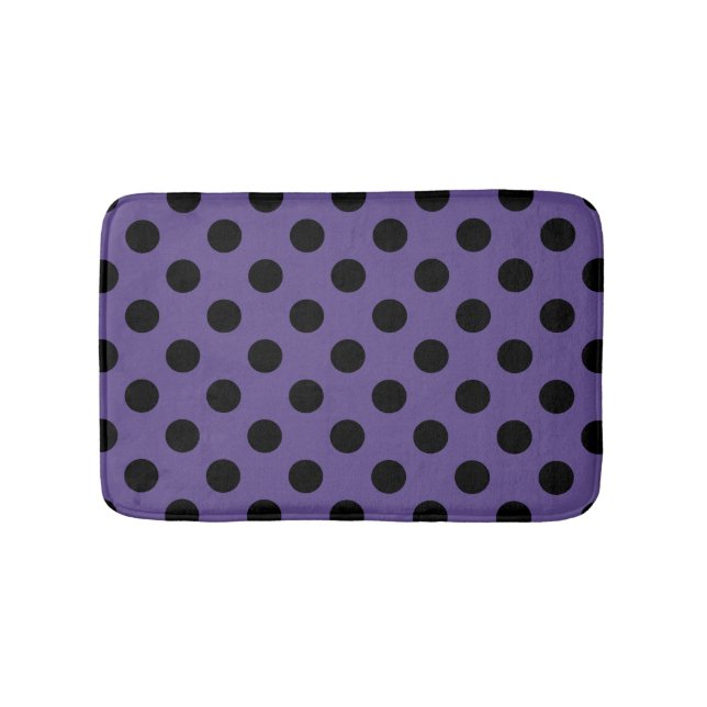 Schwarzpolka-Punkte auf Ultraviolett Badematte (Vorderseite)
