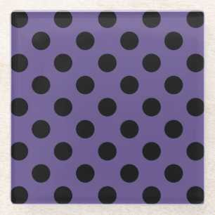 Schwarzpolka-Punkte auf Ultraviolett Glasuntersetzer