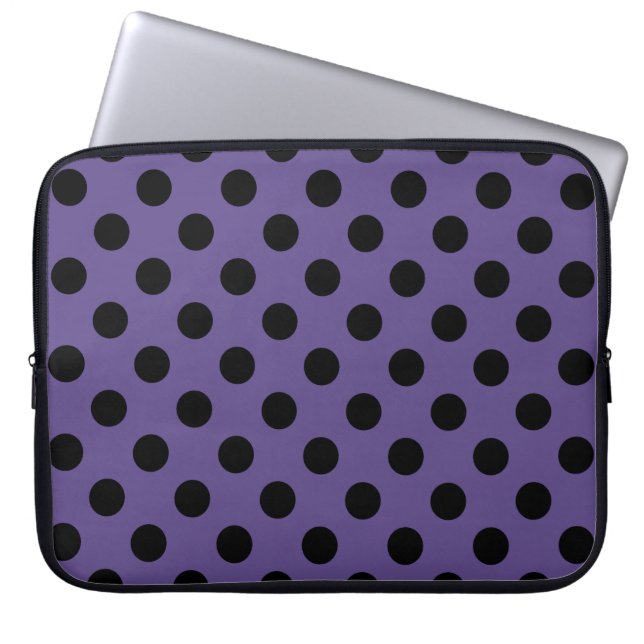 Schwarzpolka-Punkte auf Ultraviolett Laptopschutzhülle (Vorderseite)