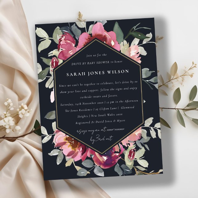 SCHWARZROTE BLUSH-ROSE FLORALLAUFWERK VON BABY DUS POSTKARTE (Von Creator hochgeladen)
