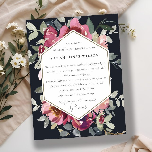 SCHWARZROTE BLUSH-ROSE FLORALLAUFWERK VON BABY DUS POSTKARTE (Von Creator hochgeladen)
