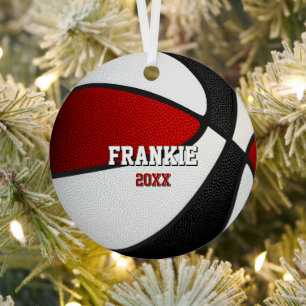 Schwarzrote Teamfarben Andenken Basketball Ornament Aus Metall