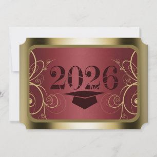 Schwarzrote und Goldene Rahmengraduierung Einladung