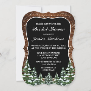 Schwarzschneewald und Waldkiefer Brautparty Einladung