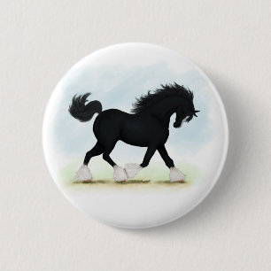 Schwarzschnurpferd mit Blaze und Strümpfen Button