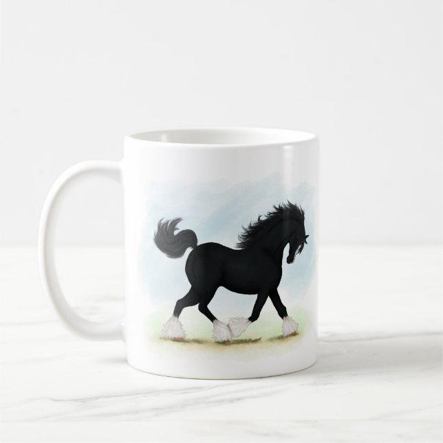 Schwarzschnurpferd mit Blaze und Strümpfen Kaffeetasse (Links)