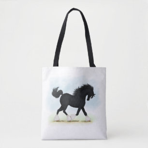 Schwarzschnurpferd mit Blaze und Strümpfen Tasche