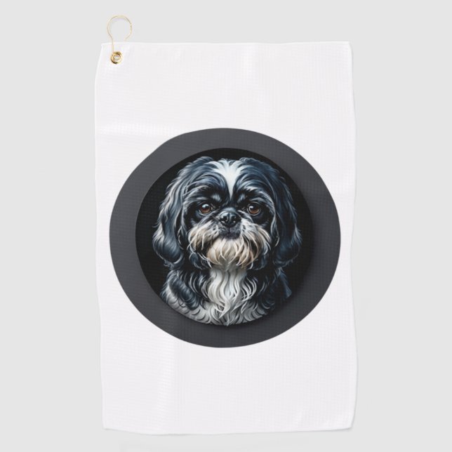 Schwarzseh tzu golfhandtuch (Vorderseite)