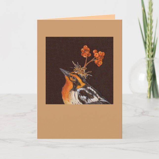 Schwarzseher mit Pyracantha-Karte Karte (Vorderseite)
