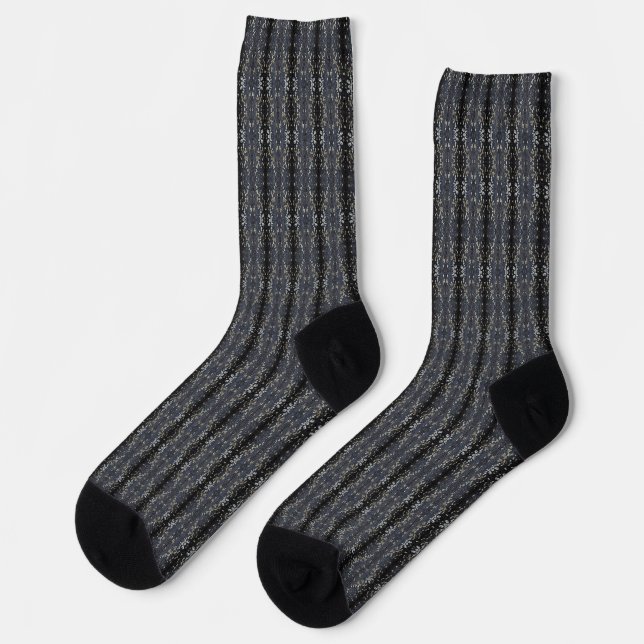 Schwarzspitzen-2-Baumrinden-Muster Socken (Linkes Detail)