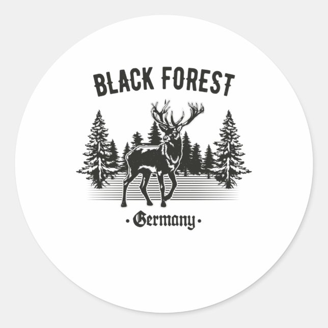 Schwarzwald Deutschland Hirsch mit Bäumen Runder Aufkleber (Vorderseite)
