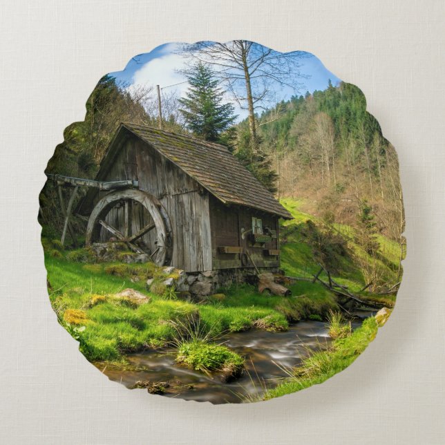 Schwarzwald-Grist-Mill Deutschland Rundes Kissen (Vorderseite)