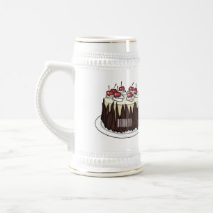 Schwarzwald-Kuchen-Cartoon Bierglas