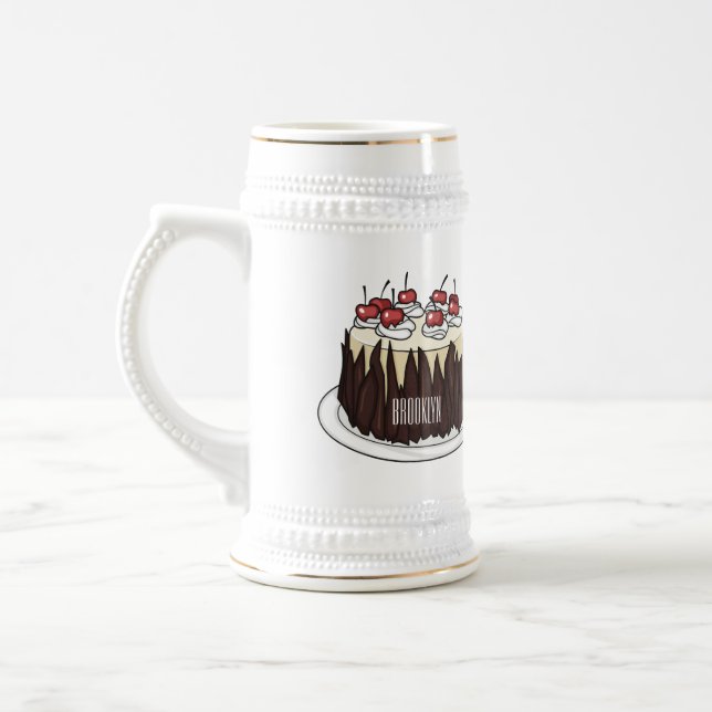 Schwarzwald-Kuchen-Cartoon Bierglas (Links)