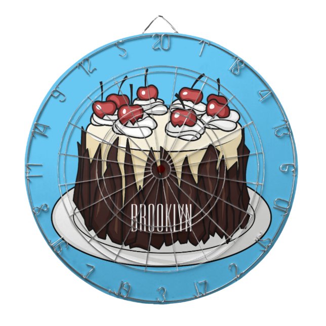 Schwarzwald-Kuchen-Cartoon Dartscheibe (vorne)