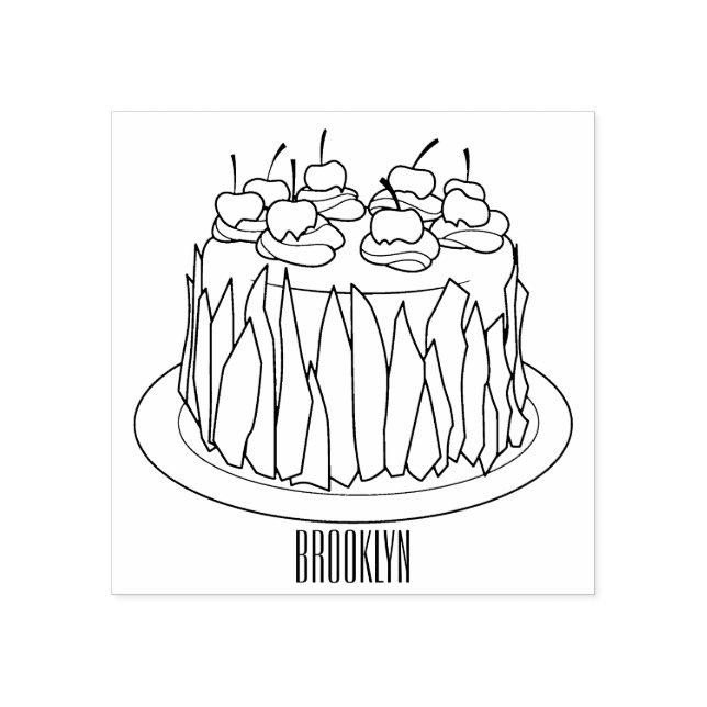Schwarzwald-Kuchen-Cartoon Gummistempel (Prägung)