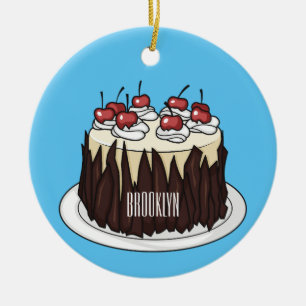 Schwarzwald-Kuchen-Cartoon Keramik Ornament
