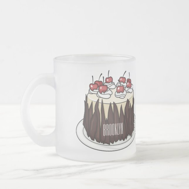 Schwarzwald-Kuchen-Cartoon Mattglastasse (Links)