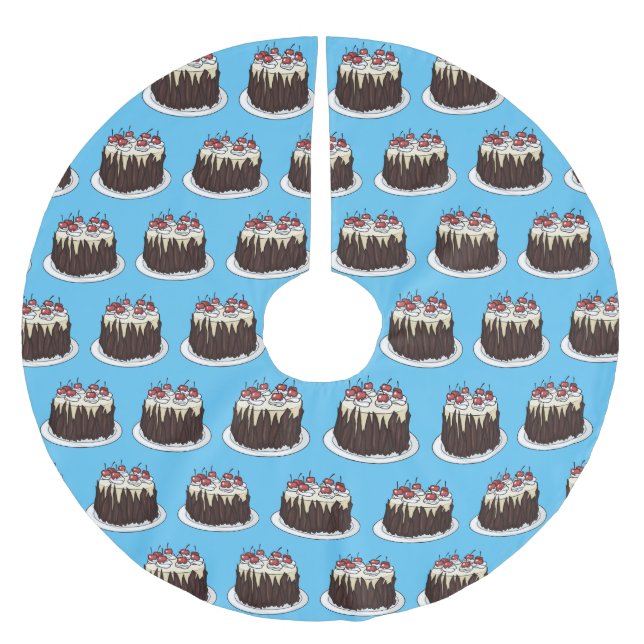 Schwarzwald-Kuchen-Cartoon Polyester Weihnachtsbaumdecke (Vorderseite)