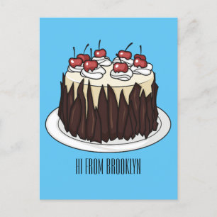 Schwarzwald-Kuchen-Cartoon Postkarte