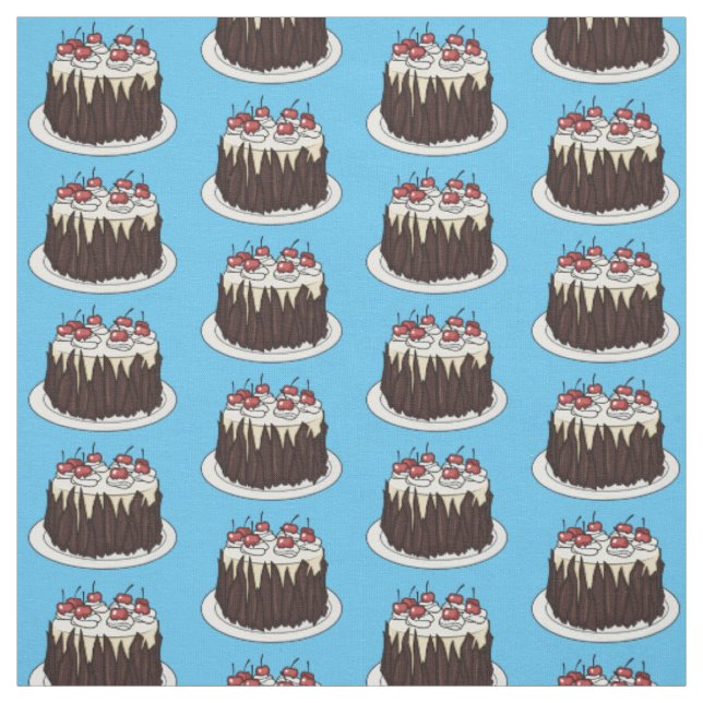 Schwarzwald-Kuchen-Cartoon Stoff (Muster)