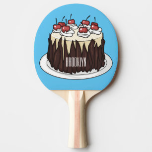 Schwarzwald-Kuchen-Cartoon Tischtennis Schläger