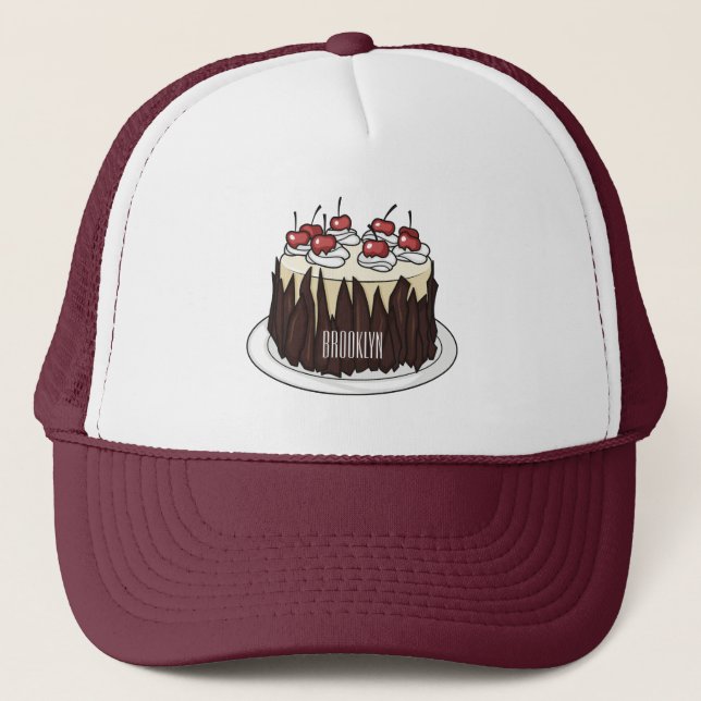 Schwarzwald-Kuchen-Cartoon Truckerkappe (Vorderseite)