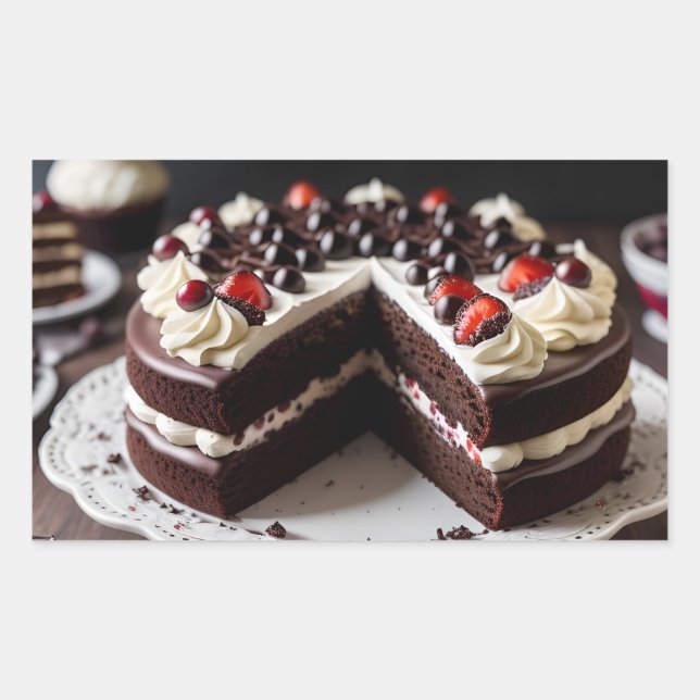 Schwarzwaldkuchen Rechteckiger Aufkleber (Vorderseite)