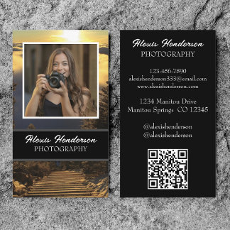 Schwarzweiß-1-Foto-QR-Code-Fotografie Visitenkarte