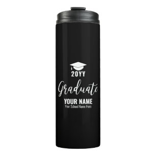 Schwarzweiß-Abschluss-Geschenk nach Maß Thermosbecher