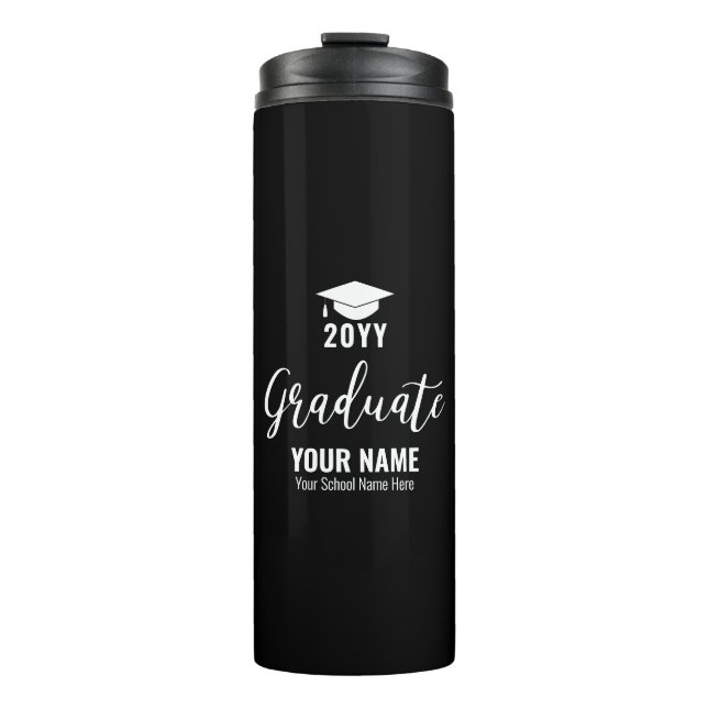 Schwarzweiß-Abschluss-Geschenk nach Maß Thermosbecher (Vorderseite)