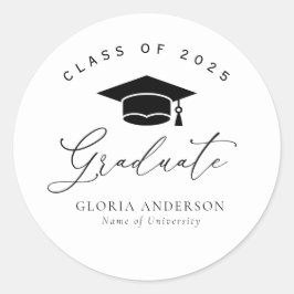 Schwarzweiß-Abschluss Runder Aufkleber