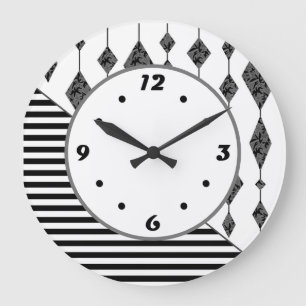 Schwarzweiß, abstrakt, geometrisch, einfach, Scan Große Wanduhr
