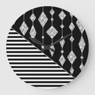 Schwarzweiß, abstrakt, geometrisch, einfach, Scan Große Wanduhr