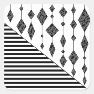 Schwarzweiß, abstrakt, geometrisch, einfach, Scan Quadratischer Aufkleber