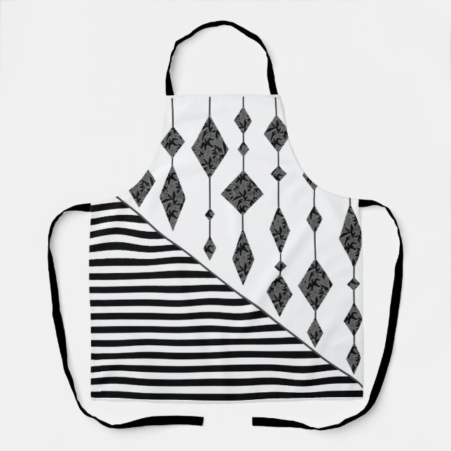 Schwarzweiß, abstrakt, geometrisch, einfach, Scan Schürze (Vorderseite)