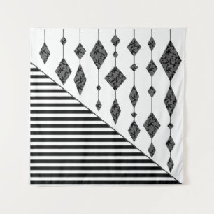 Schwarzweiß, abstrakt, geometrisch, einfach, Scan Wandteppich