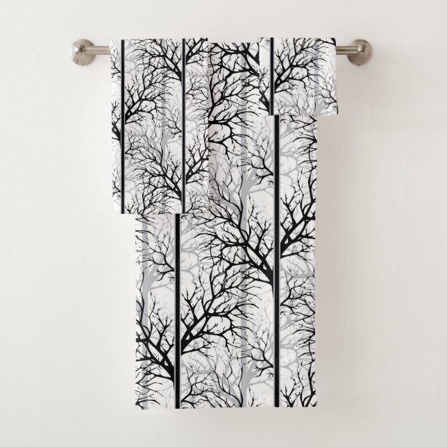 Schwarzweiss-abstraktes Badhandtuch Set (Insitu)