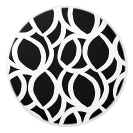 Schwarzweiß-Abstraktes Muster Keramik Pull Keramikknauf