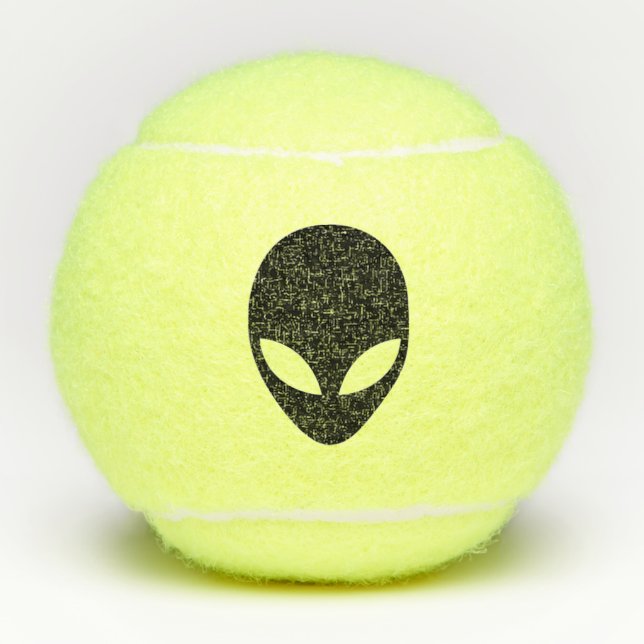 Schwarzweiss-alien-Kopf Tennisbälle (Vorderseite)