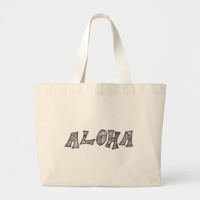 Schwarzweiss-Aloha Tasche (Vorne)
