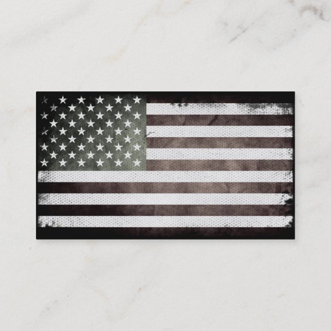 Schwarzweiss-amerikanische Flagge Visitenkarte (Rückseite)