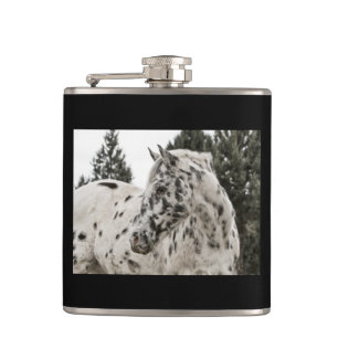Schwarzweiss-Appaloosa-Pferd Flachmann