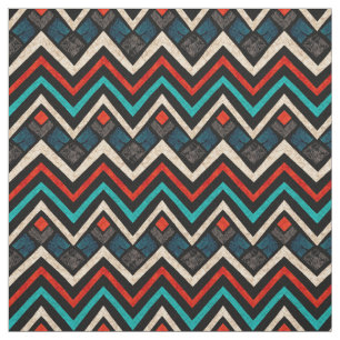 Schwarzweiß Aquamarin Beige Aztekenmuster Stoff